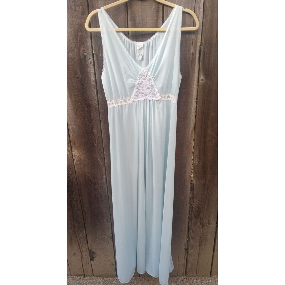 Vintage Miss Swank Romantic‎ Powder Blue Slip Gown M